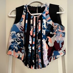 Elizabeth and James Silk Sleeveless Multicolor Floral Sleeveless Blouse Top XS